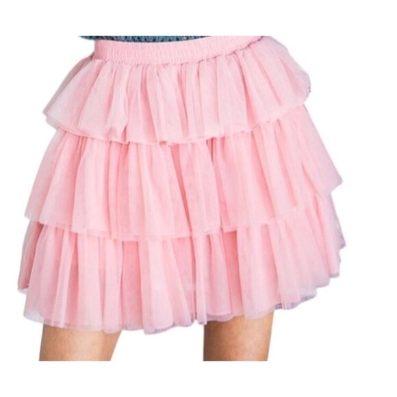 Jade Jane Tulle Skirt XL Pink Tiered Mini Shorts Feminine Retro Coquette Preppy - Picture 1 of 15